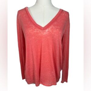 Chaser Coral Long Sleeve V-Neck Top Size XS